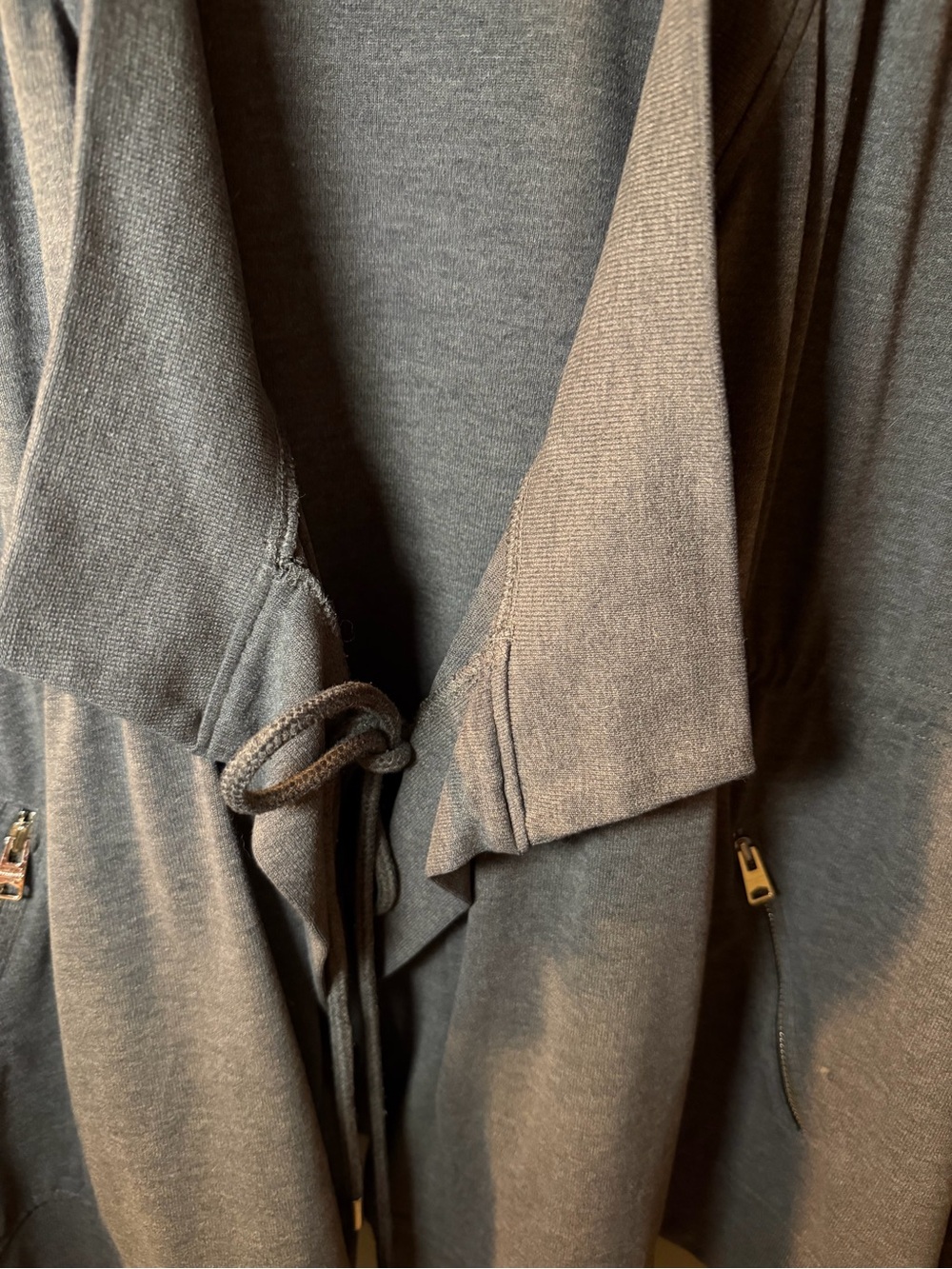 All Saints Gray Open-Front Drawstring Cardigan - Picture 3 of 8